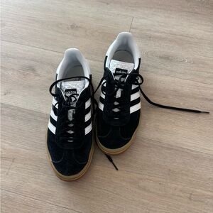 Adidas Women’s Gazelle Platform Black and White Suede Sneakers